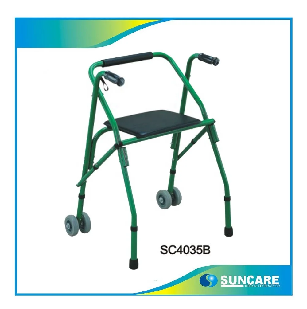 SC4035B Folding Walker W/ Seat Padded Pushbutton folding system