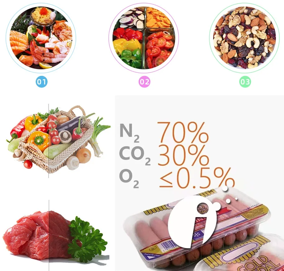 tabletop MAP tray sealing machine food atmosfera modificada packing machinewith automatic film cut