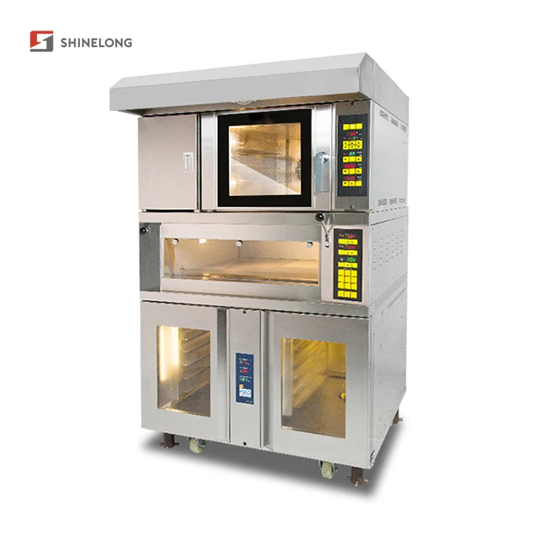Hot Air Convection Oven 4 Tray Commercial Combined Double Deck Electric Oven with Under Shelf
