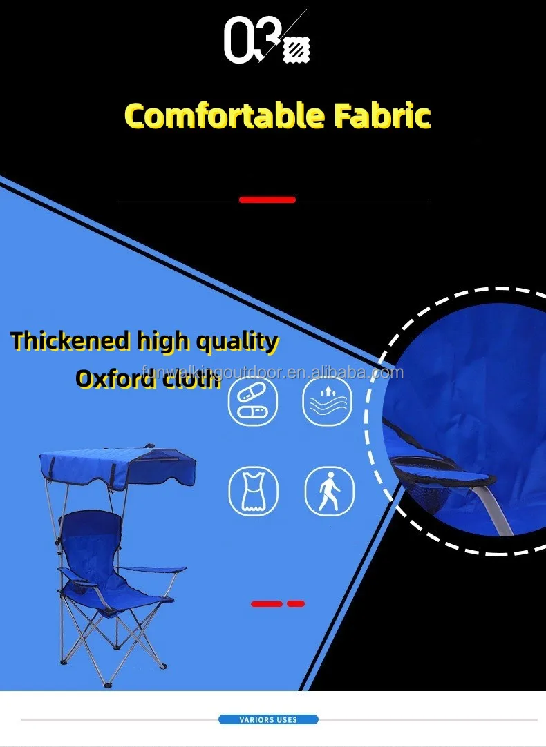 Custom Design Logo Printed Outdoor Sea Beach Sunshade Chair Portable Lazy Chair Fishing Hiking Folding Foldable Camping Chair