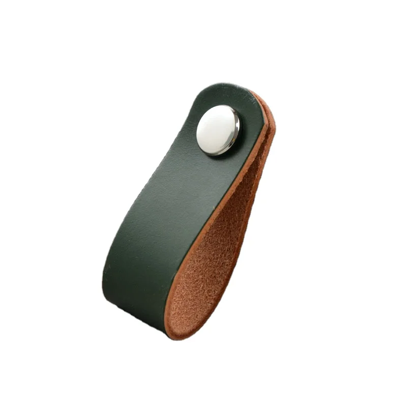 Hoone High Quality Single Hole Leather Kitchen Cupboard Drawer Furniture Pull Handles Cabinet Handles