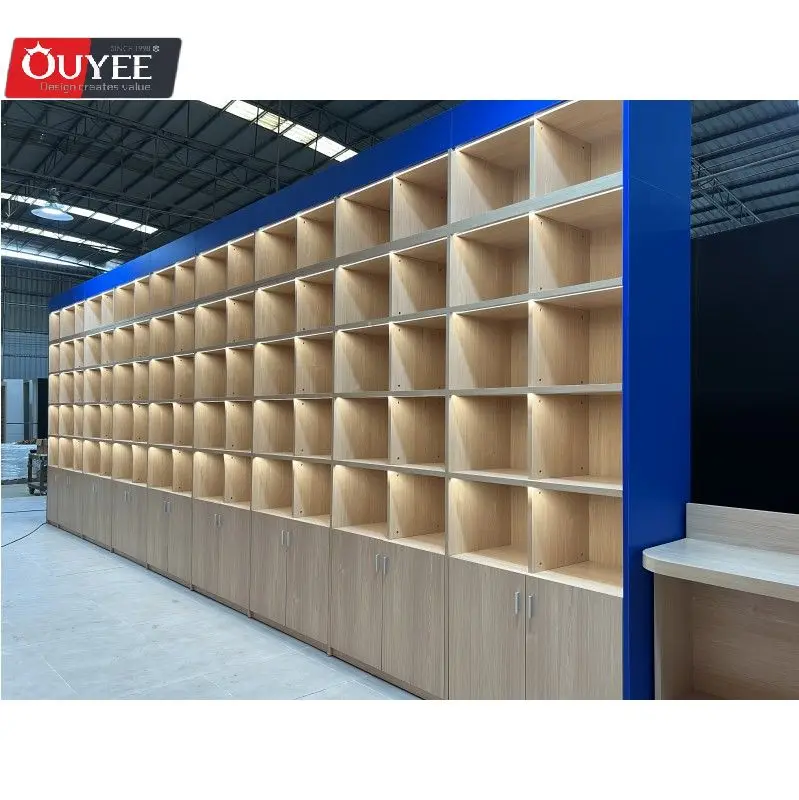 High End Library Room Decoration Furniture Book Store Display Rack Book Shelves Wooden Library Furniture Wood Library Bookshelf