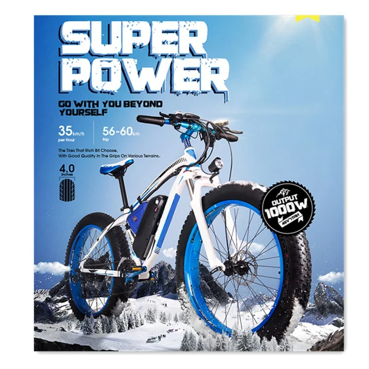 New product European warehouse electric bicycle27speed mountain1000w 17ah fat tire lithium battery snow fat tire  electric  bike