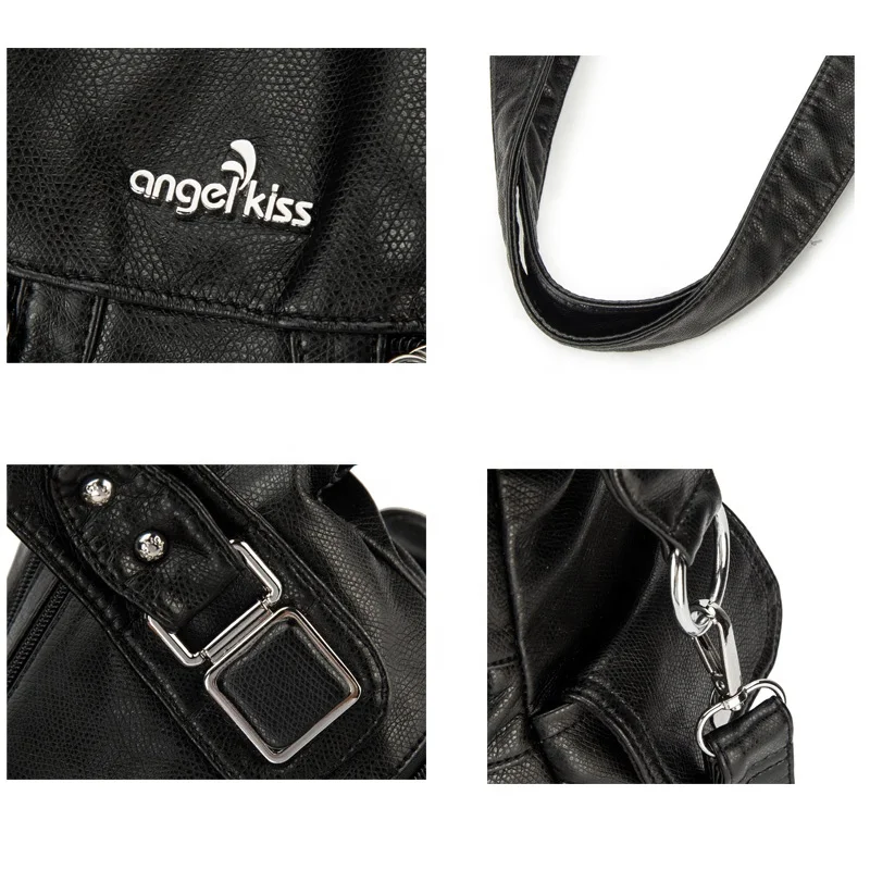 Angel kiss Brand Eco-friendly Soft Pu Leather Women Shoulder Bag Lady Multi-Pocket Handbag
