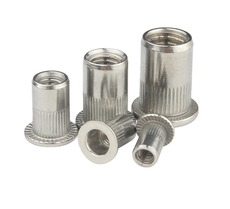 
Плоская головка из нержавеющей стали, заклепка, резьбовые вставки с накатанным наконечником 