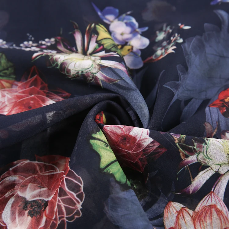 2021 new designs customized colors and styles 75Dx75D polyester pearl printed chiffon fabric for hijabs