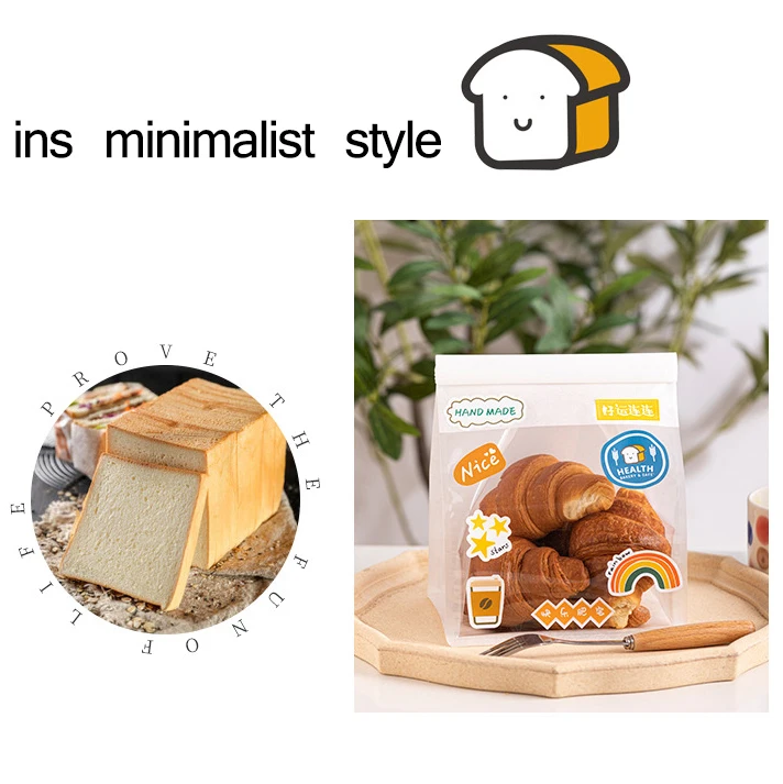 Wholesale No Handle Baking Toast Bread Packing Pastry Bakery White Kraft Paper Plastic Bread Bag With Window