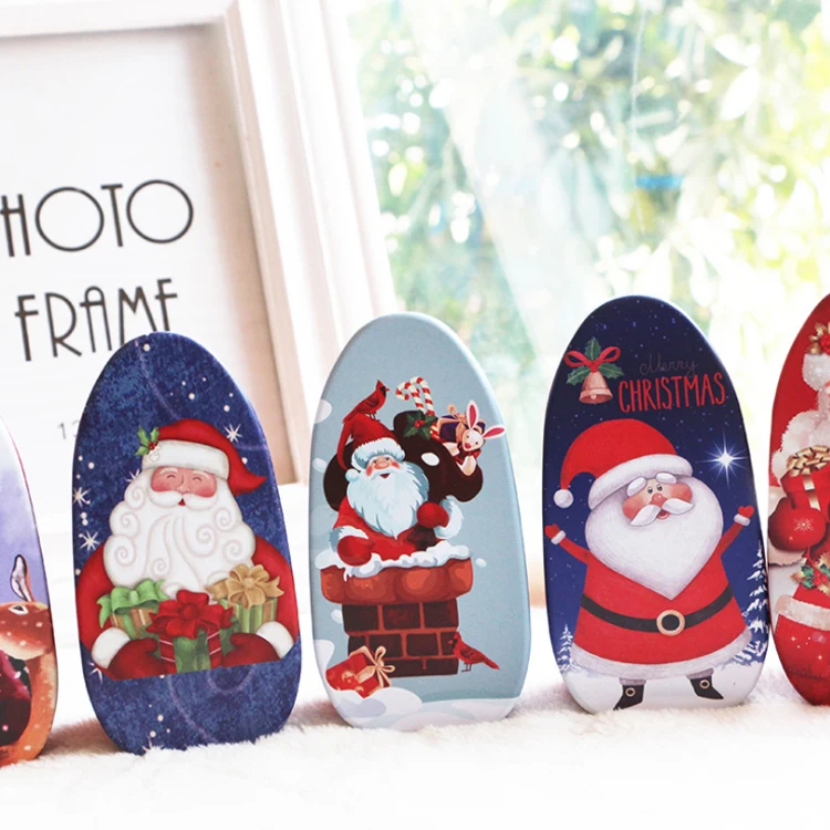 New Shape Novelty Santa Claus Candy Tin Can Christmas Metal Chocolate Tin Gift Box