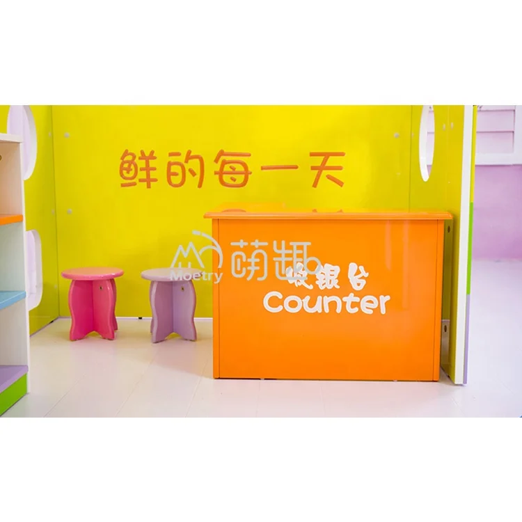 Moetry Kids Candy Pastry Play House Wooden Indoor Playground Pretend Role Play Furniture