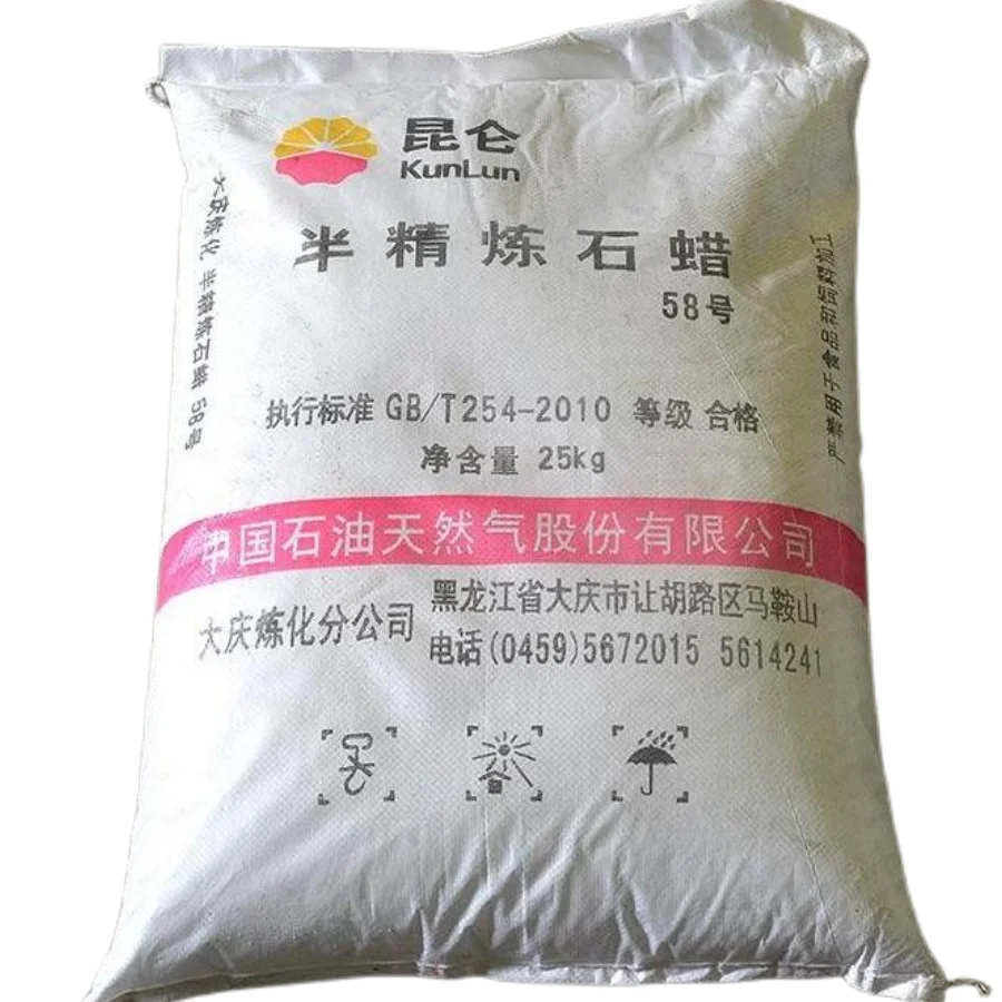 China Suppliers  Full Semi Refined Paraffin Wax 56 60 CAS No 8002 74 2 Kunlun Wholesale Price