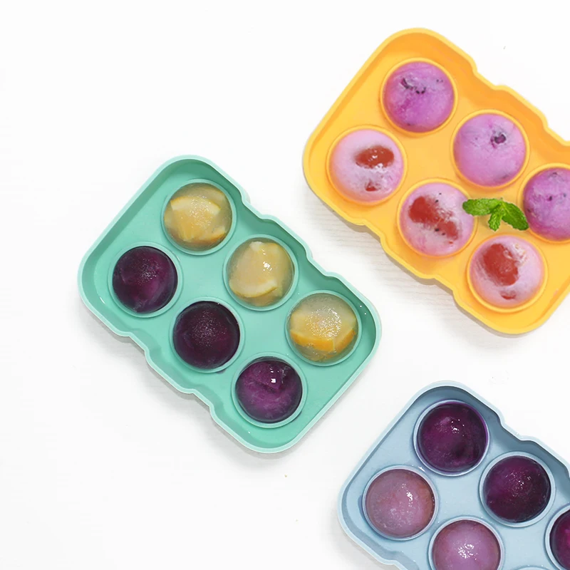 Wholesale High Quality  6 sphere shape round custom lid cube silicone ice ball tray