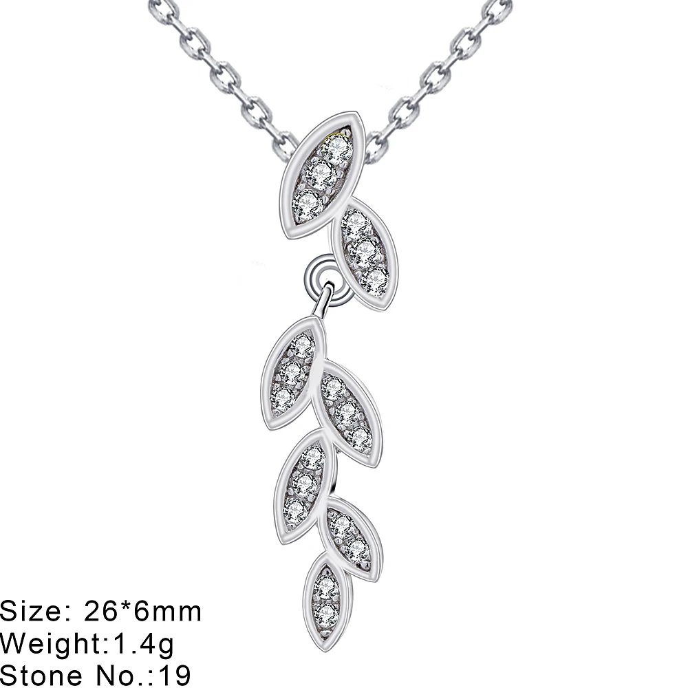 Fashion CZ Silver Leaf Jewelry Set Earring Silver 925 Set Leaf Earrings Silver Necklace for Women Wedding Custom Gold Plated