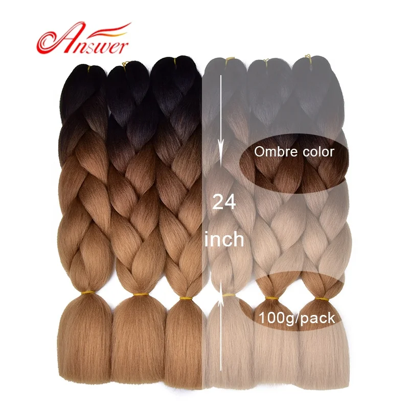 24 Inch 100g Jumbo Braiding Hair Pre Stretched Ombre Color for Box Twist Braids Hair Afro Synthetic Hair Extension