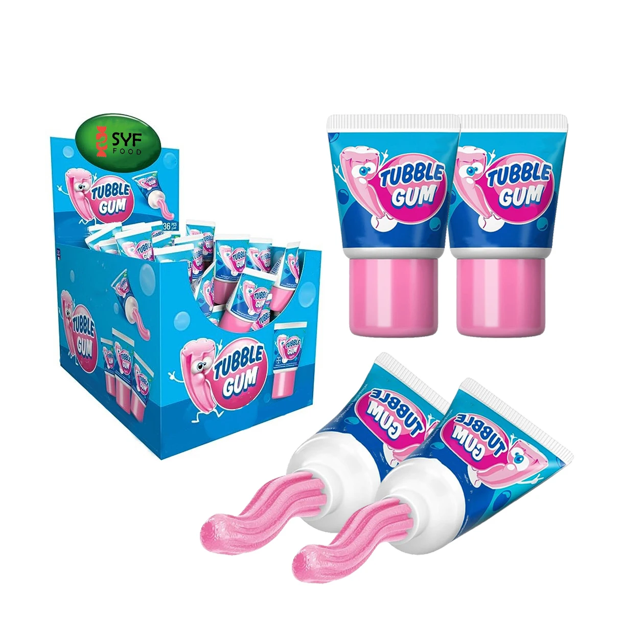 HACCP/BRC certificate wholesale halal fruit flavour toothpaste shape liquid bubble gum tubble gum