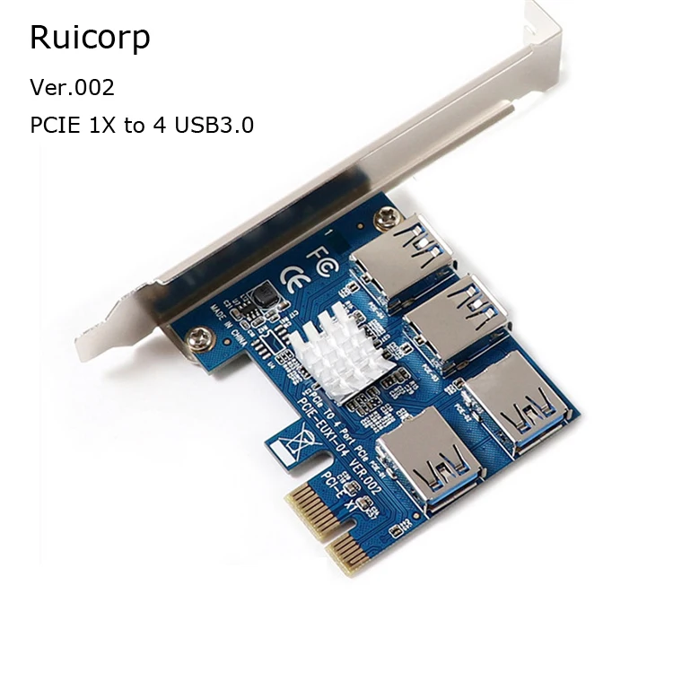 Адаптер Ruicorp PCI-E с 1X на 4 USB 3 0 для PCIE 16X карта расширения PCI Express усилитель порта концентратор