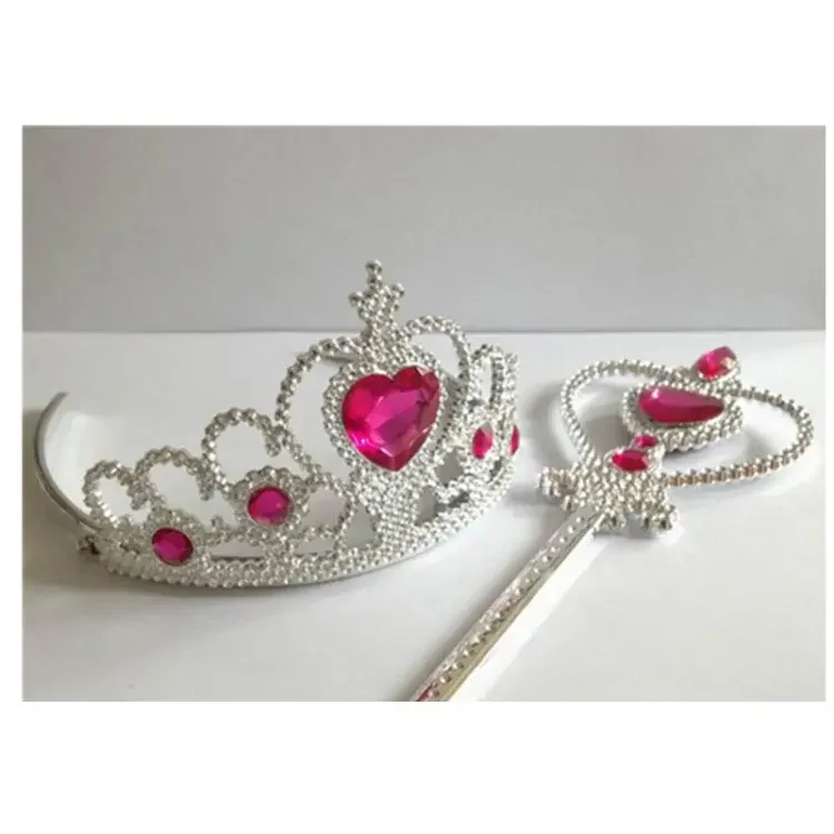 Girls princess cosplay accessories Golden crown+magic stick wand Kids Tiara