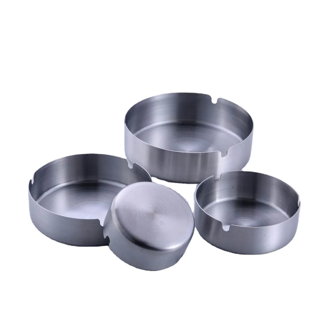 Hot Sale Stainless Steel Round Portable Windproof Custom Logo Heat Resistant Cigarette Ash Tray Cigar Metal Ashtray