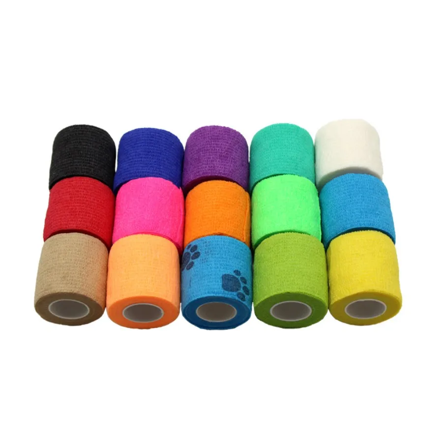 Medical Self Adhesive Elastic Bandage Colorful Sports Wrap Tape for Finger Joint Knee First Aid Kit Pet Tape