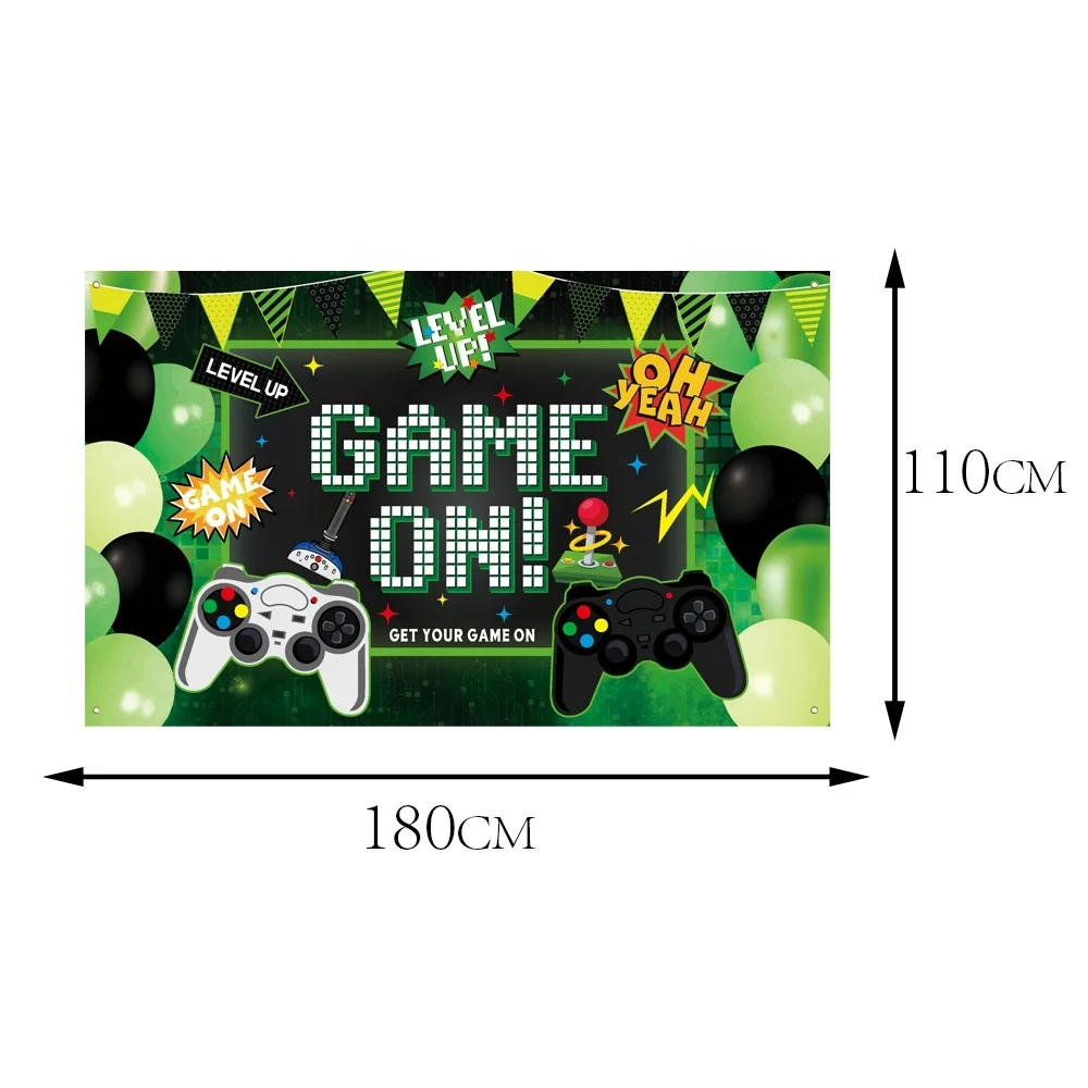 Video Game Party Decoration Game on Backdrop Banner Birthday Party Background Photo Props for Game Theme Birthday Party Supplies