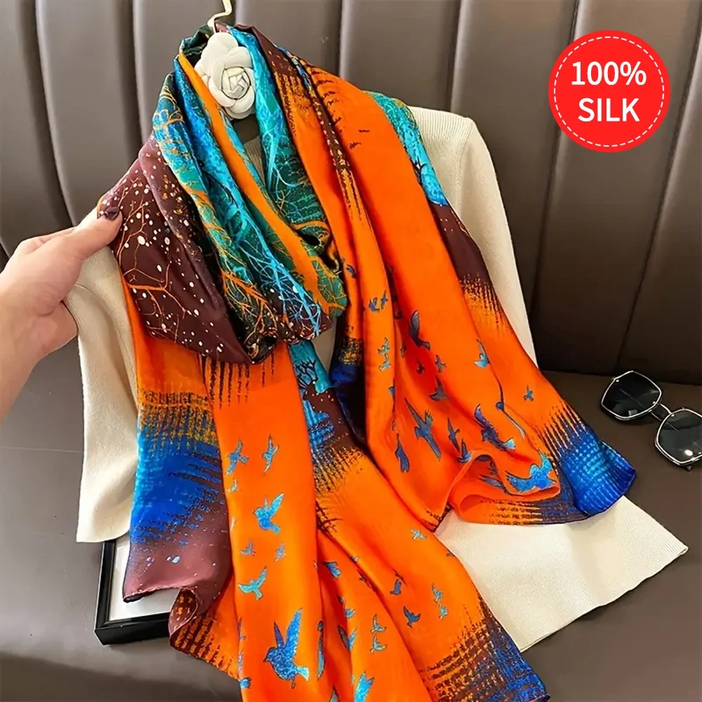 Factory Direct Custom Print Private Label Ladies Silk Scarf Head Scarf High Quality Silk Scarf Sales light shawl women