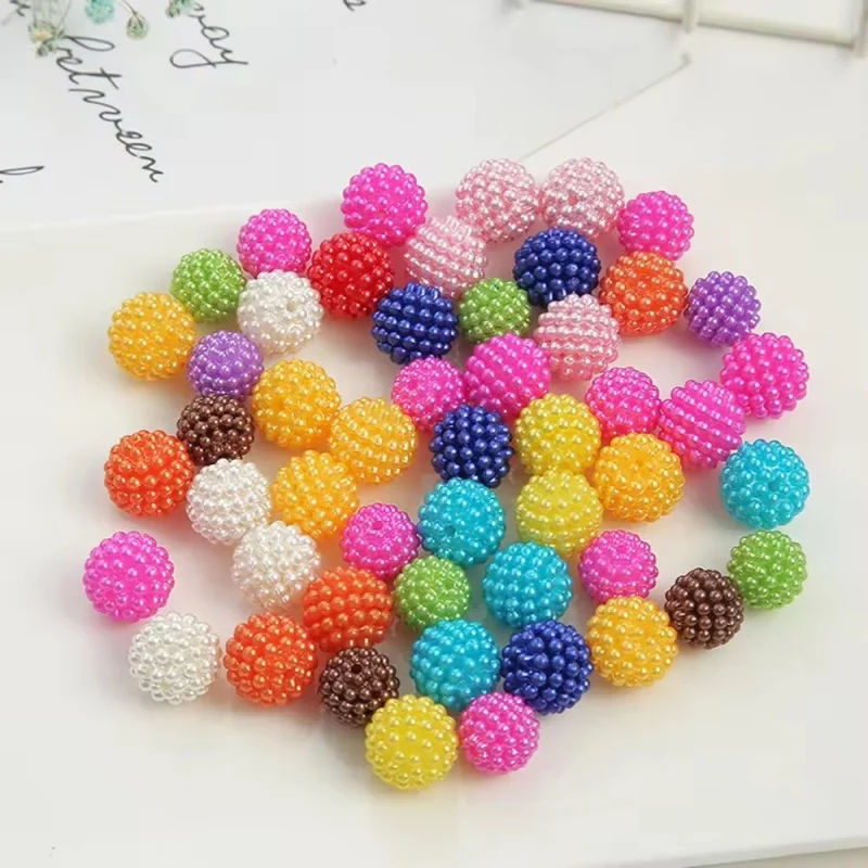 High Quality 10-15mm Candy Color Solid Bayberry Ball Loose Beads Plastic Pearl for Jewelry Making