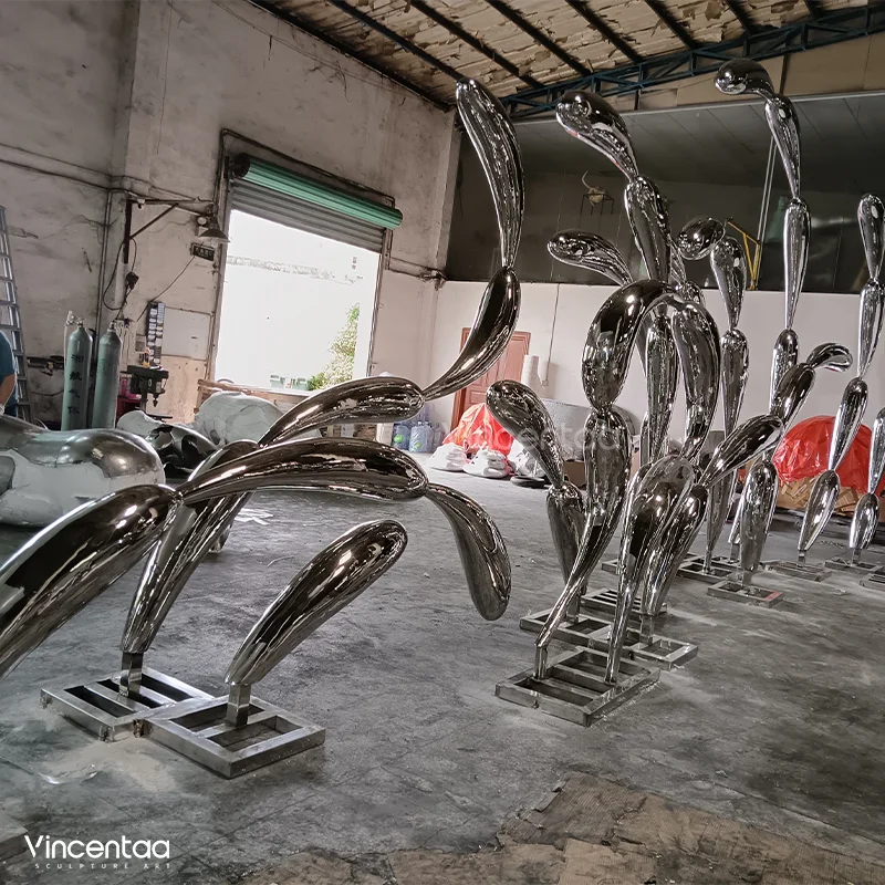 Vincentaa Custom Stainless Steel Fish School Sculpture Modern Art Sculpture Supplier