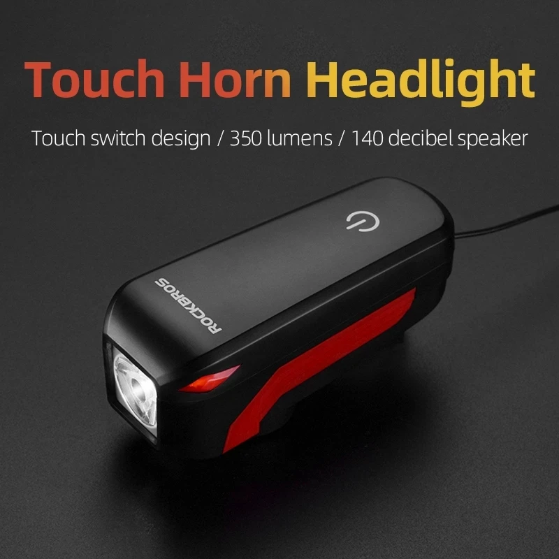 ROCKBROS 140dB Super Loud and Waterproof 350lm of Bicycle Electric Horn bike Bell Bicycle Front LED flashlight