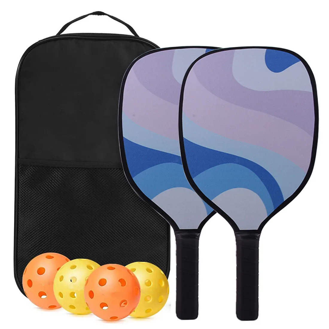 Premium Quality Pickleball Set with Indoor Outdoor Balls and wooden Paddles Complete Paddleball Set with Full Cover Bag