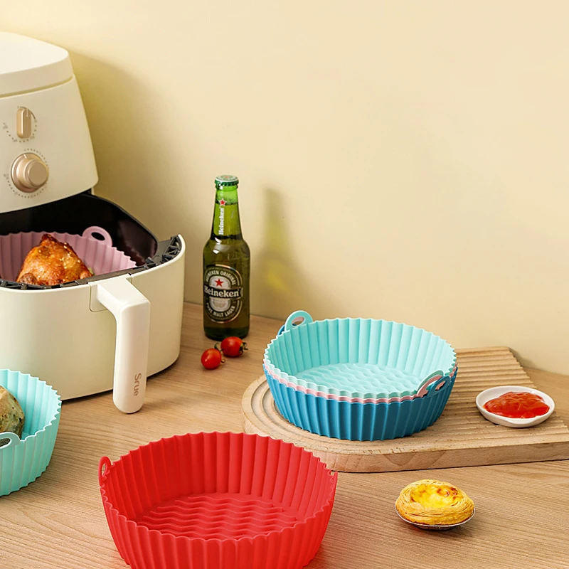 Air Fryer Silicone Mat Pot Air Fryers Oven Baking Tray Fried Pizza Chicken Basket Mat Square Round Replacement Grill Pan