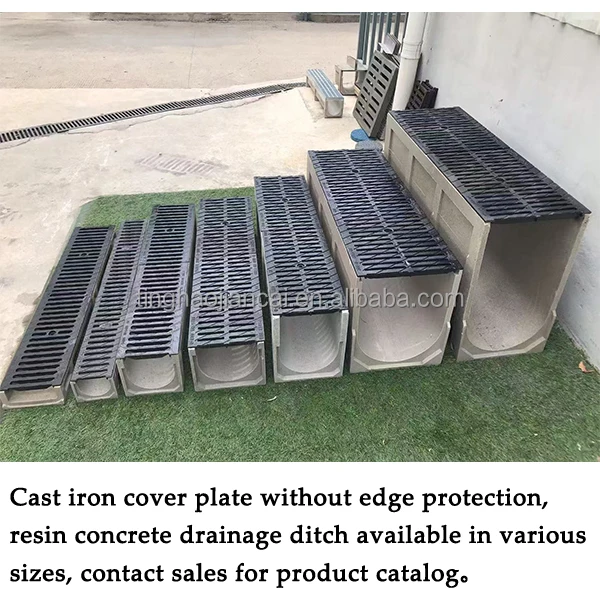 Modern Industrial Design Resin-Concrete Linear Drainage Ditch Ductile Iron U-Shaped Groove Edge Protection for Outdoor Parks