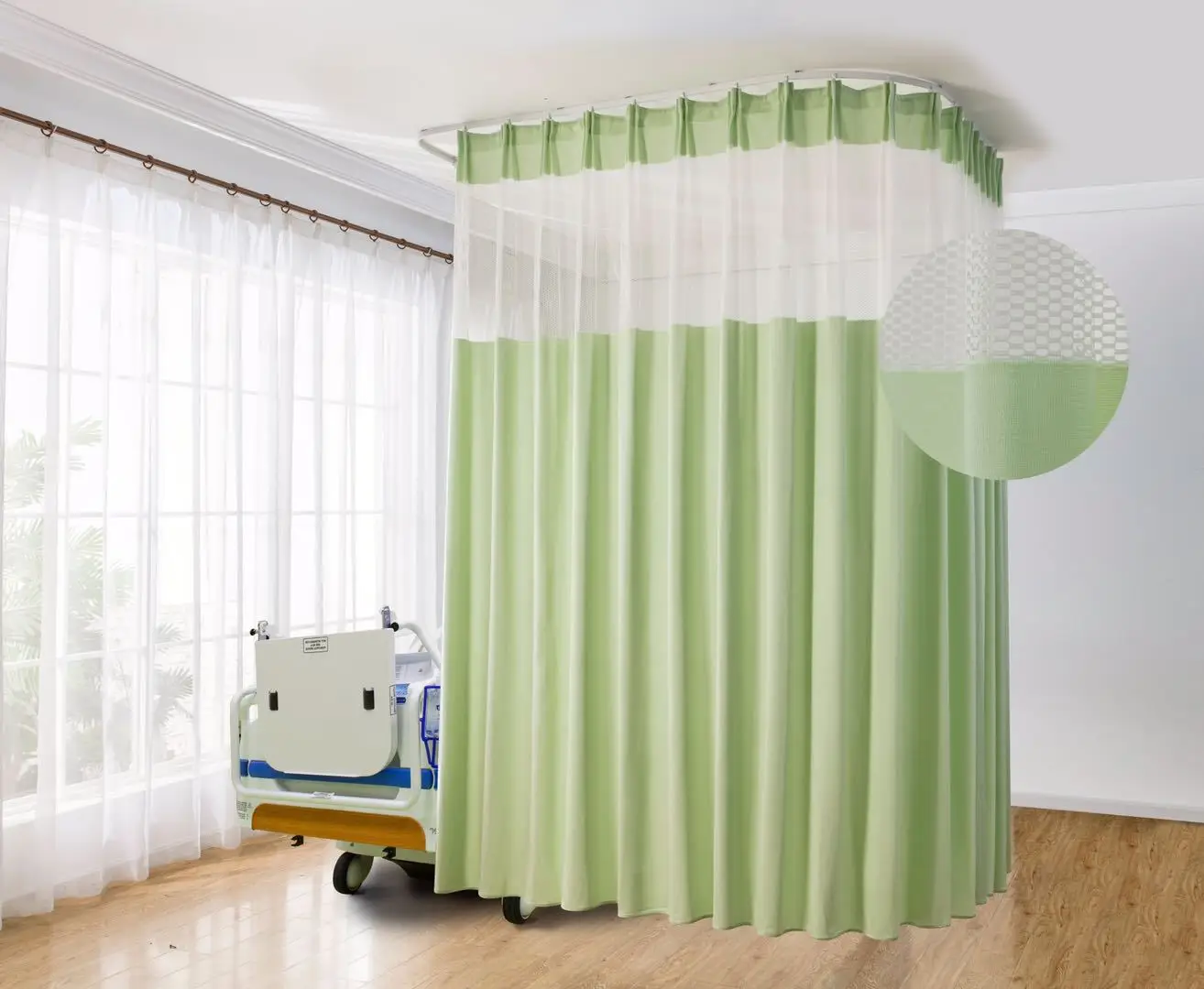 100% Polyester hospital curtains with nets dividers space privacy clinic finished curtains for hospitals