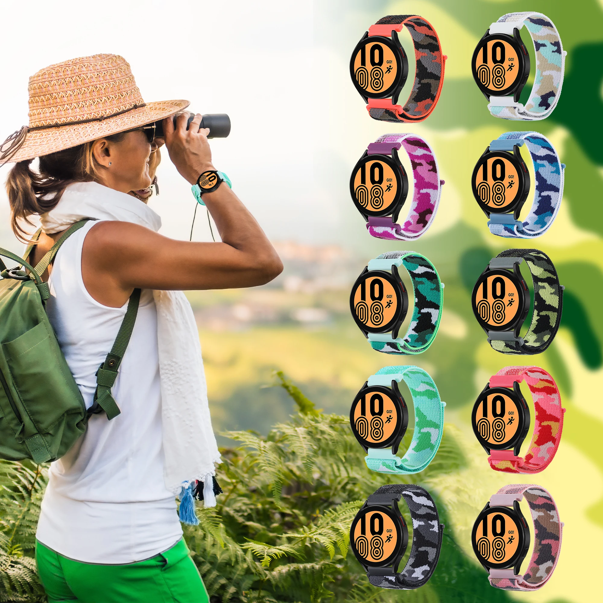 20 22mm Nylon Wristband For Huawei GT3 Nylon Loop Strap For Samsung Galaxy Watch /Garmin Smart watch Bracelet