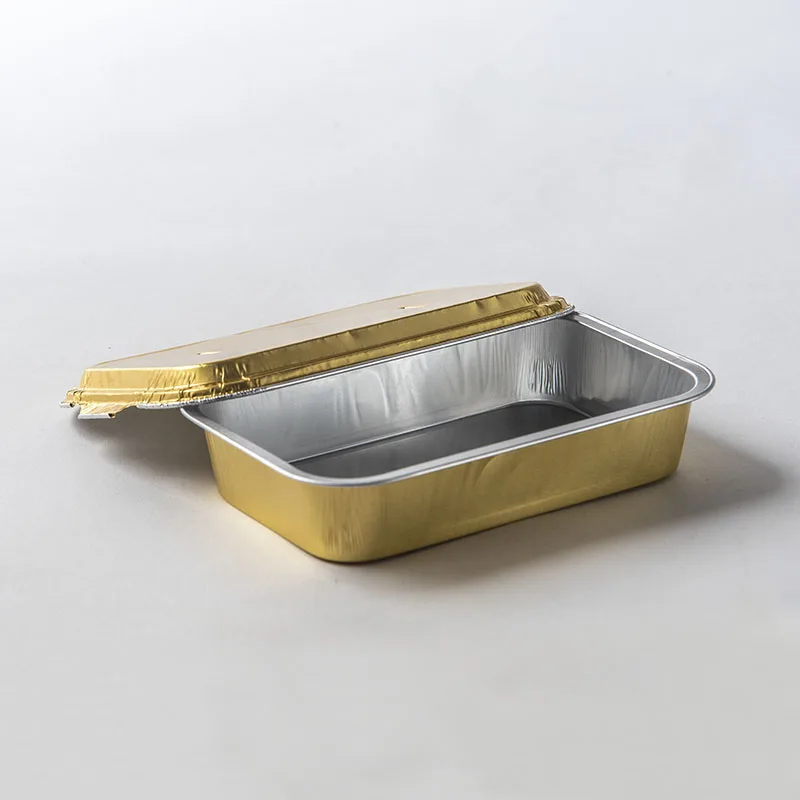 Disposable Colored Aluminum Foil Tray With Lid For Takeaway Food Container