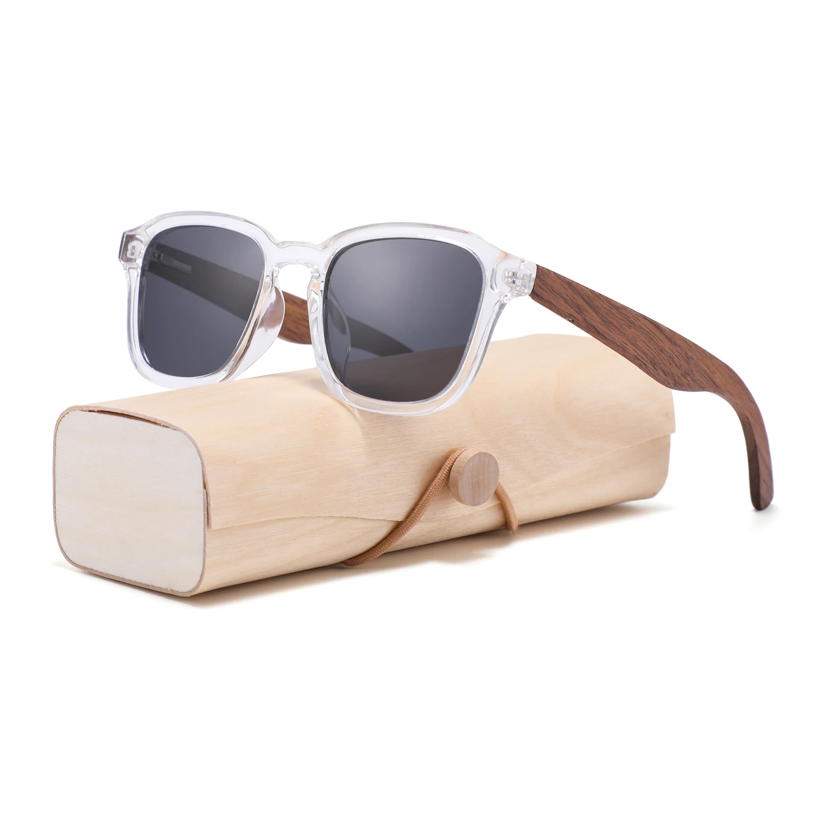 ECO Friendly Custom Logo Wood Polarized Lenses Sunglasses Men Women Square Bamboo Sun Glasses