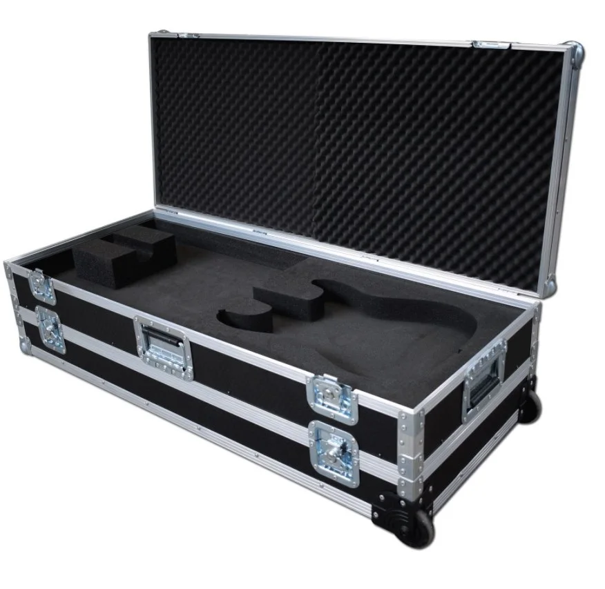 Heavy duty protective metal hard Aluminum instrument guitar case with wheels