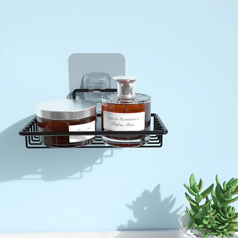 Samanl Modern Stainless Steel Soap Dish with Adhesive Black Bathroom Shelf and Sponge Holder Wall-Mounted Soap Saver