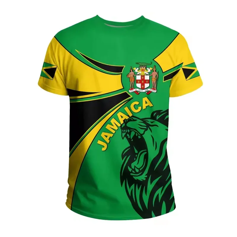 2024 Factory Wholesale Round Neck Solid Color Full Sizes Printing Jamaica Flag T Shirt For Outdoor