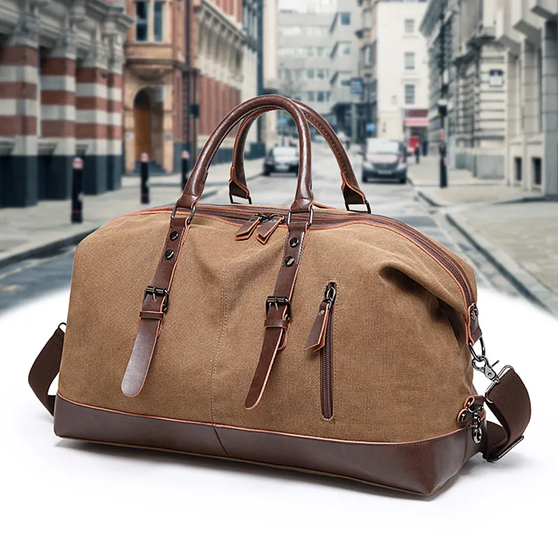 2023 New Arrival Large Capacity Creative Leather Duffel Bag Canvas Fitness Waterproof Gym Luggage Travel Bags For Men