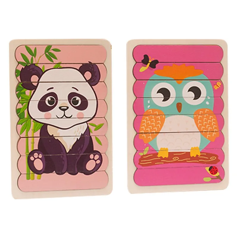 Lovely ice cream sticks puzzles animals and transportation educational strip jigsaw funny wooden bar puzzles