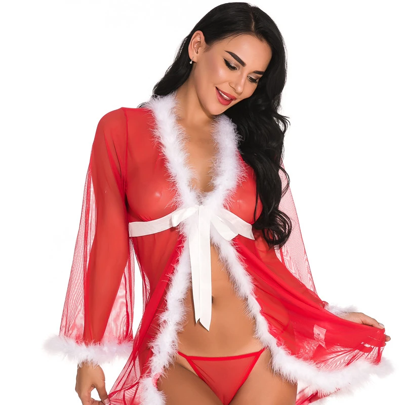 Hot selling Christmas Hot Transparent Lingerie Sexy Femme Women Underwear