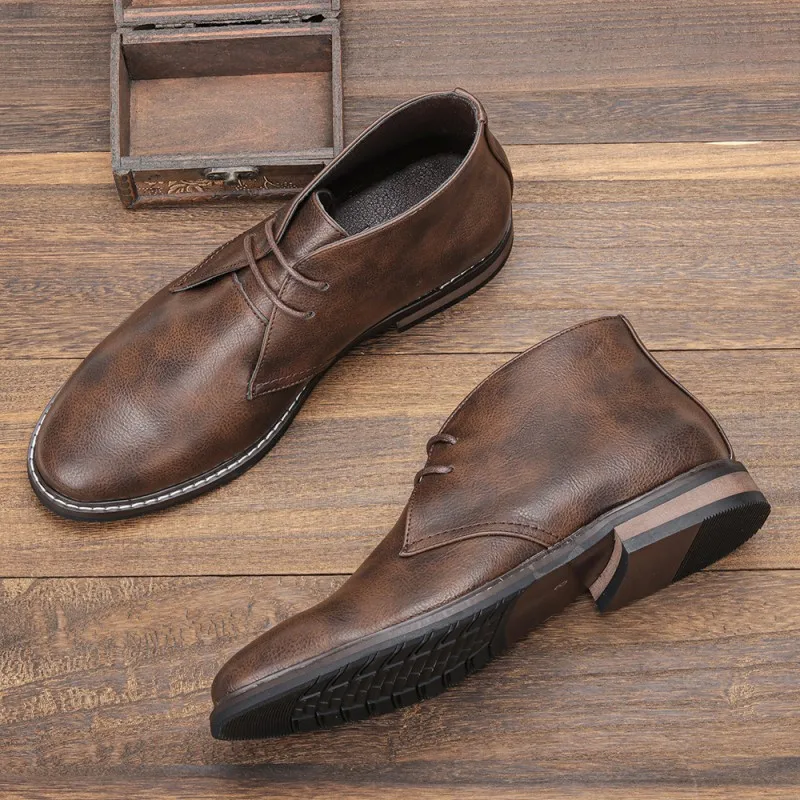 Hot Sale Flat Shoes Men Ankle Boots Western Style Suede Leather Big Size Boots for Men