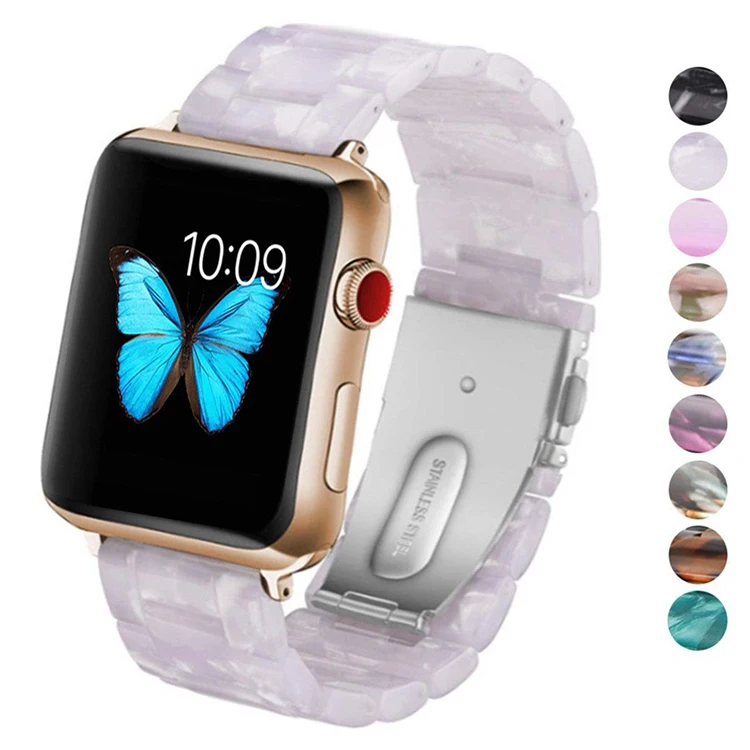 Adepoy A-R006 Custom Luxury Three Beads Quick Release Resin Smart Watch Straps For Apple Watch Series 7 6 5 4 3
