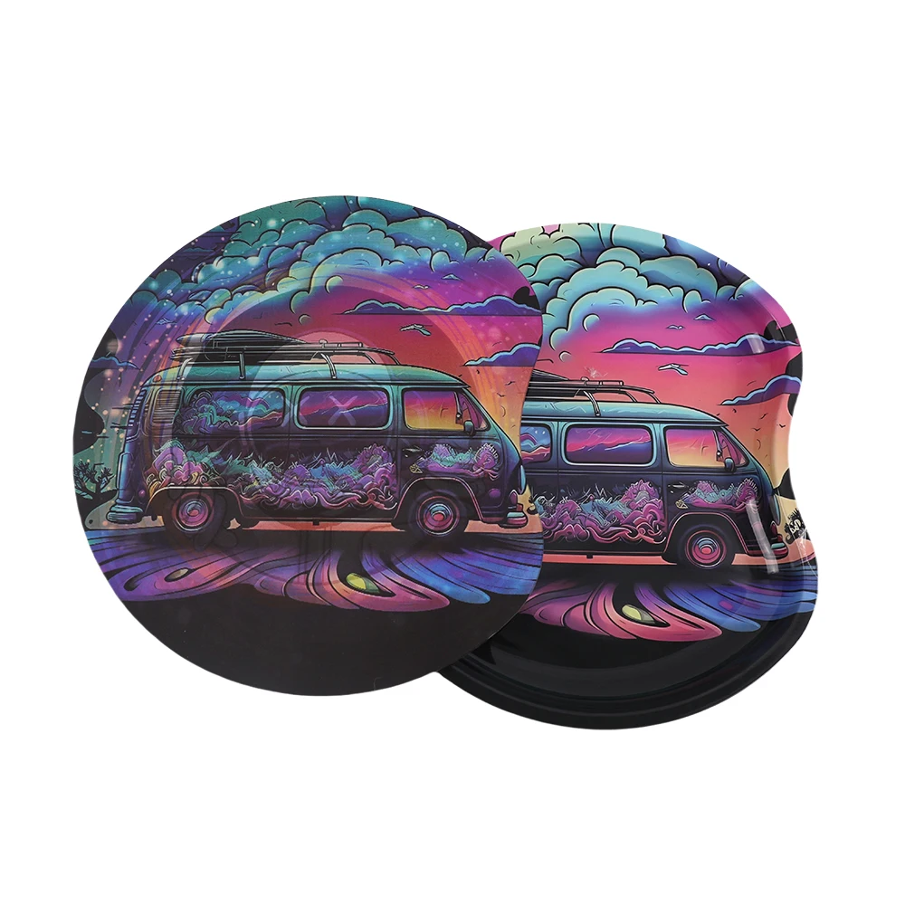 Custom Printed Biodegradable Small Pre-roll Kit Display Metal Rolling Tray With Lid