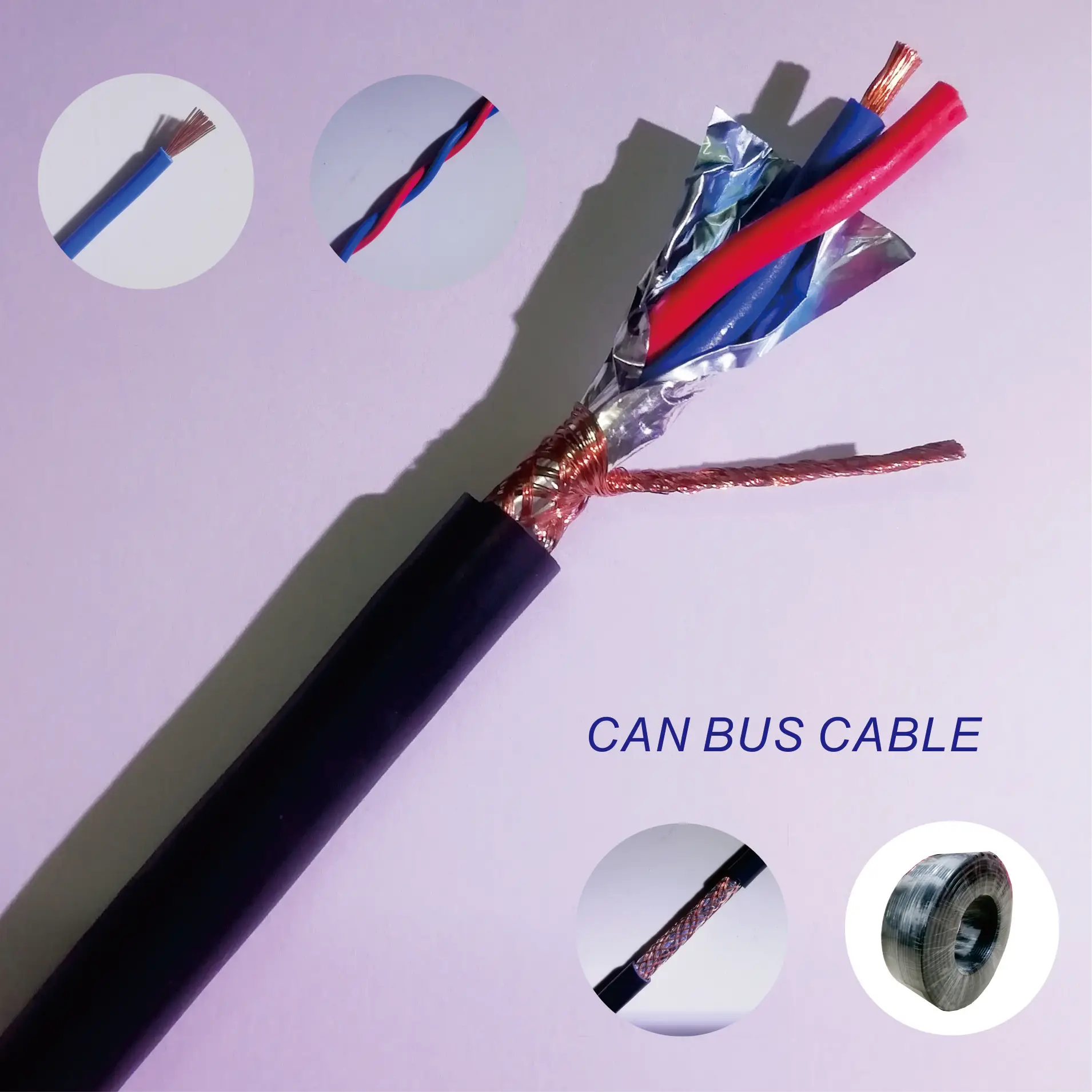 
Cable 2 Core Pair Stranded Shielded Wire Type OD6.5 Shielded Control Signal Transmission RVVPS Cable 