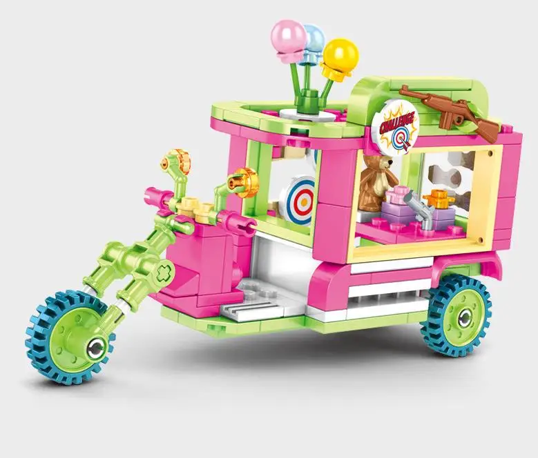 
Hot Sales Bricks Car Toys Building Blocks Street view selling car takeaway dining car building blocks toy 