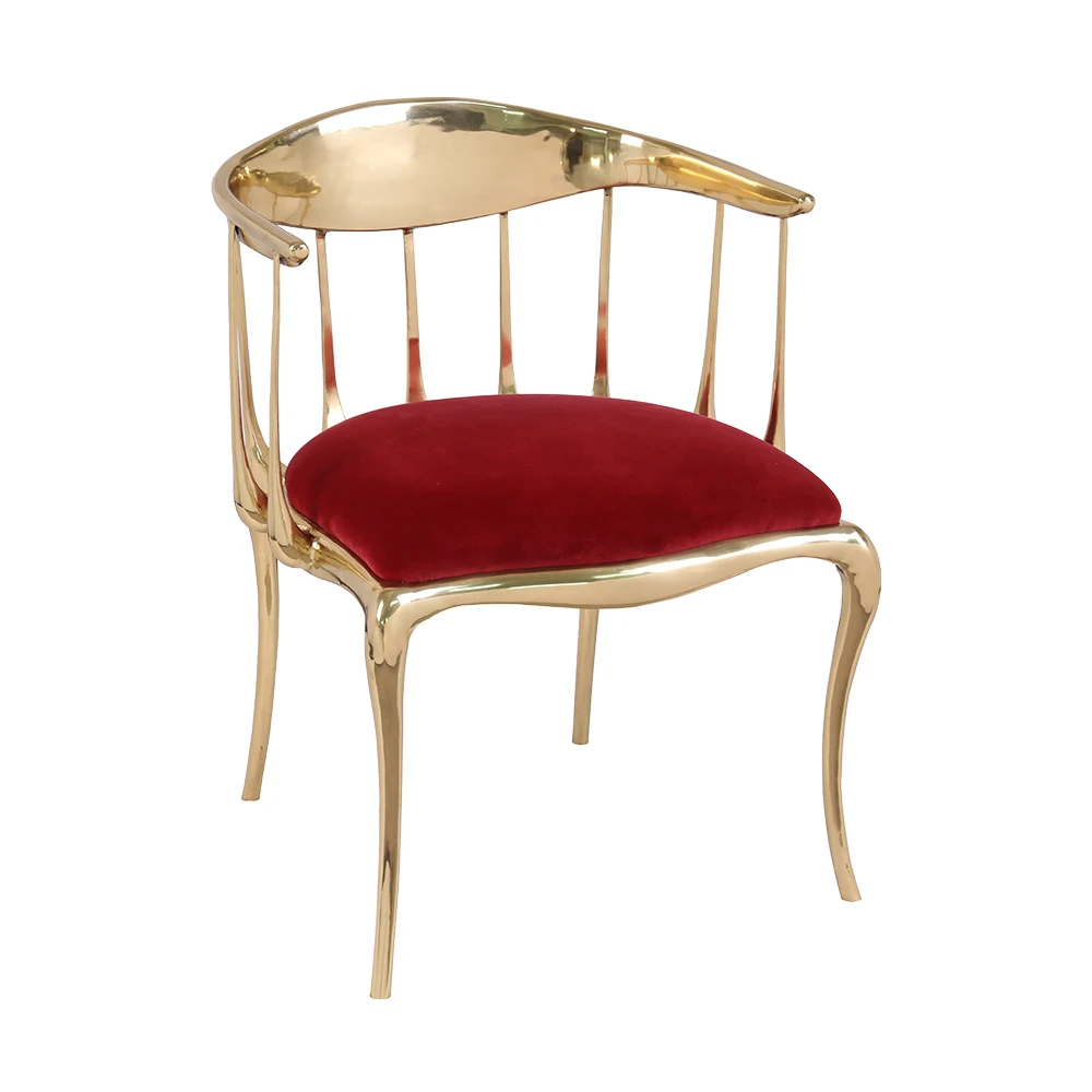 Современная роскошная мебель для гостиной, одинарный стул из золотой литой меди