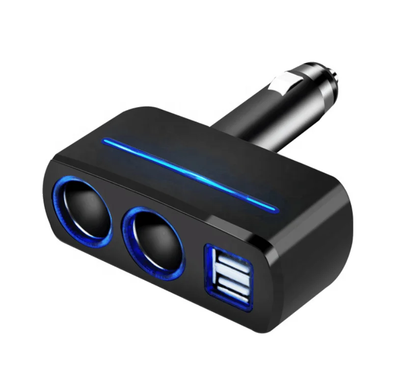3.1A Quick Charge Multi-port 12V-24V Car Charger 2 Cigarette Lighter Sockets 2 USB ports Fast Car Charger