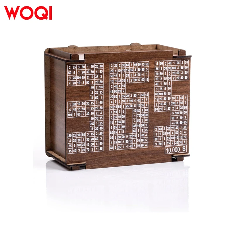 WOQI Money Counter Wooden Adventure Themed Display Case Hassle-Free Deposits and Withdrawals for 365 Days