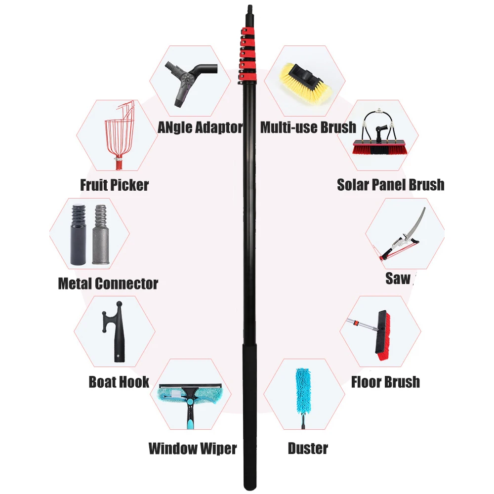 Multi-Function Telescopic Pole 36FT Aluminum Telescopic Rod for Solar Panel Cleaning