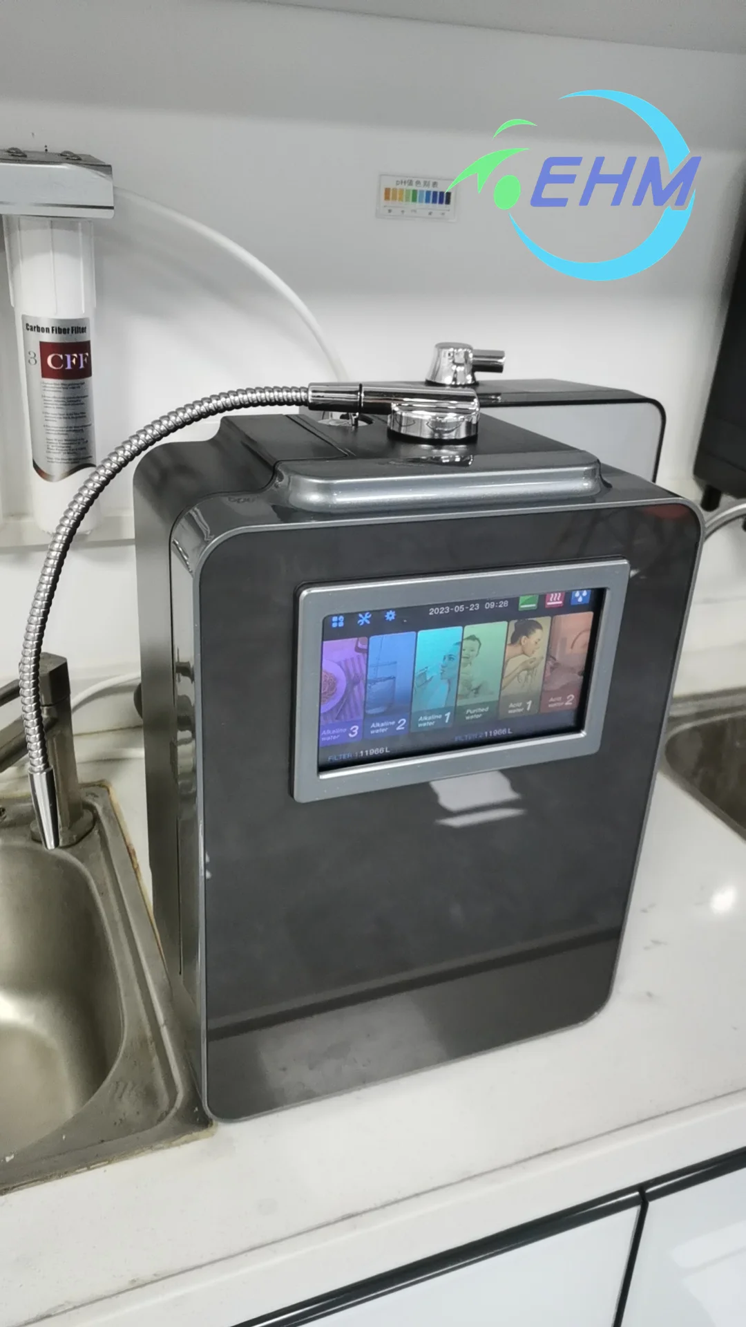 Japanese platinum coated water separator, stage High-end alkaline water machine  7 inch colorful touch screen,  PH2.5~11.2